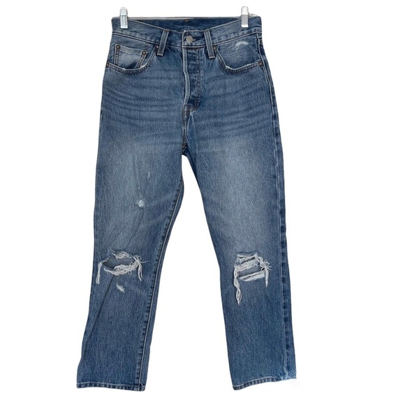 Levi’s 501 Big E Distressed High Waist Button Fly Jeans Size 26 - Picture 1 of 13